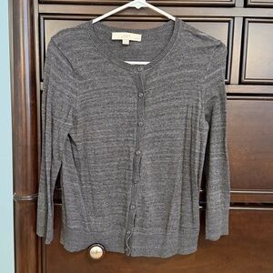 Ann Taylor Loft petites charcoal gray cardigan sweater size medium petite